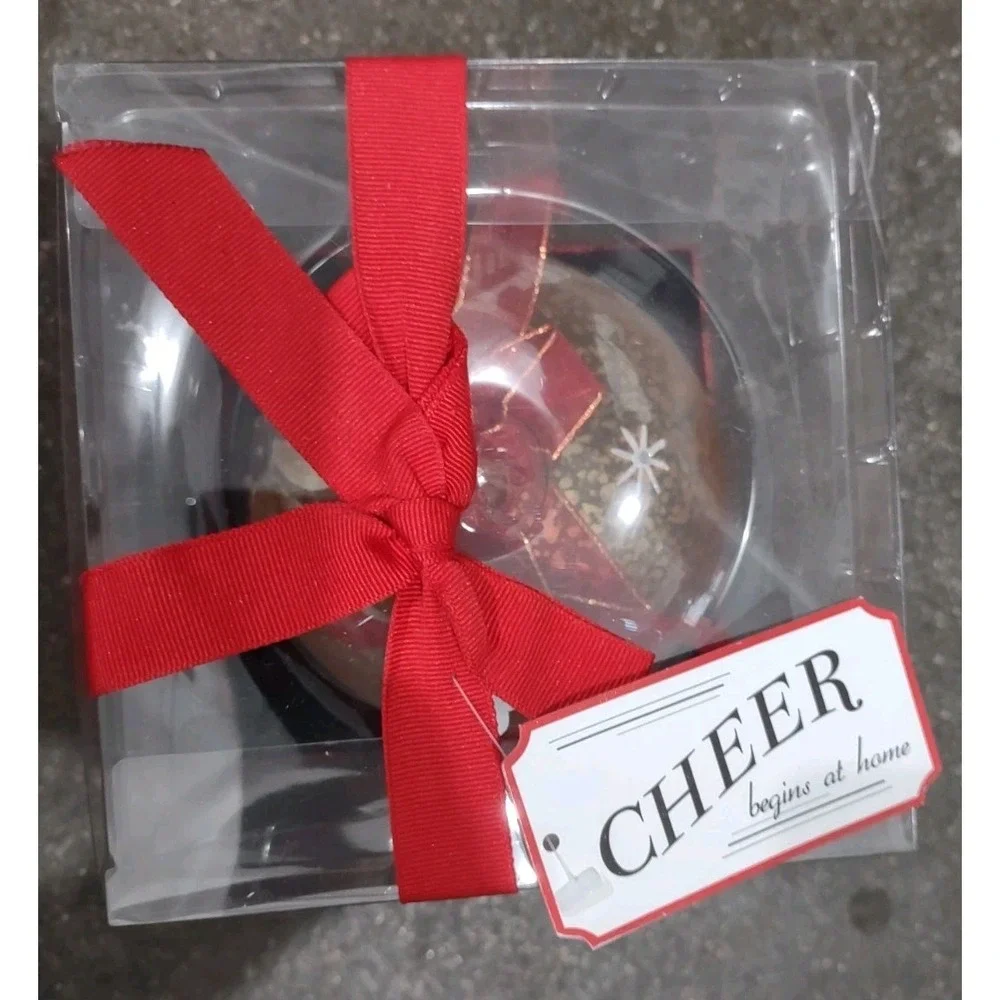 Bon-Ton Large Glass Christmas Ornament Hand Painted Angel Gold Speckle NIB